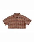 Women’s Brown Check Cropped Shirt